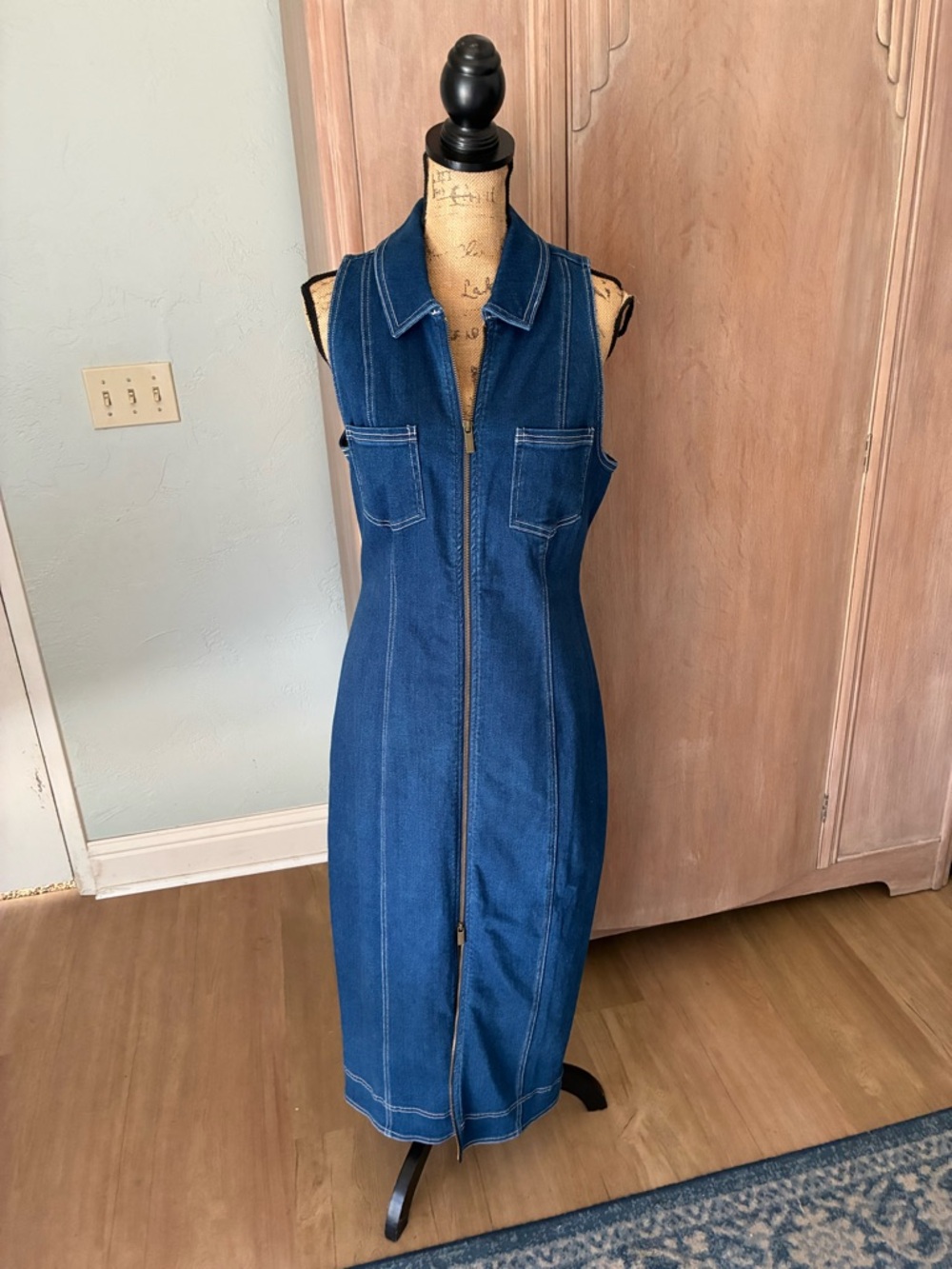 ANTHROPOLOGIE FITTED DENIM PILCRO MIDI DRESS COLOR DENIM DARK  XL NWT - Picture 7 of 16